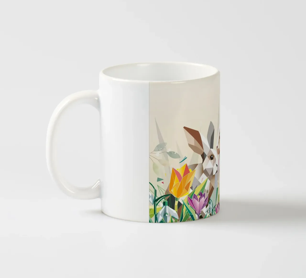 Deux lapins de Pâques dans une mer de fleurs mug en céramique de namosh