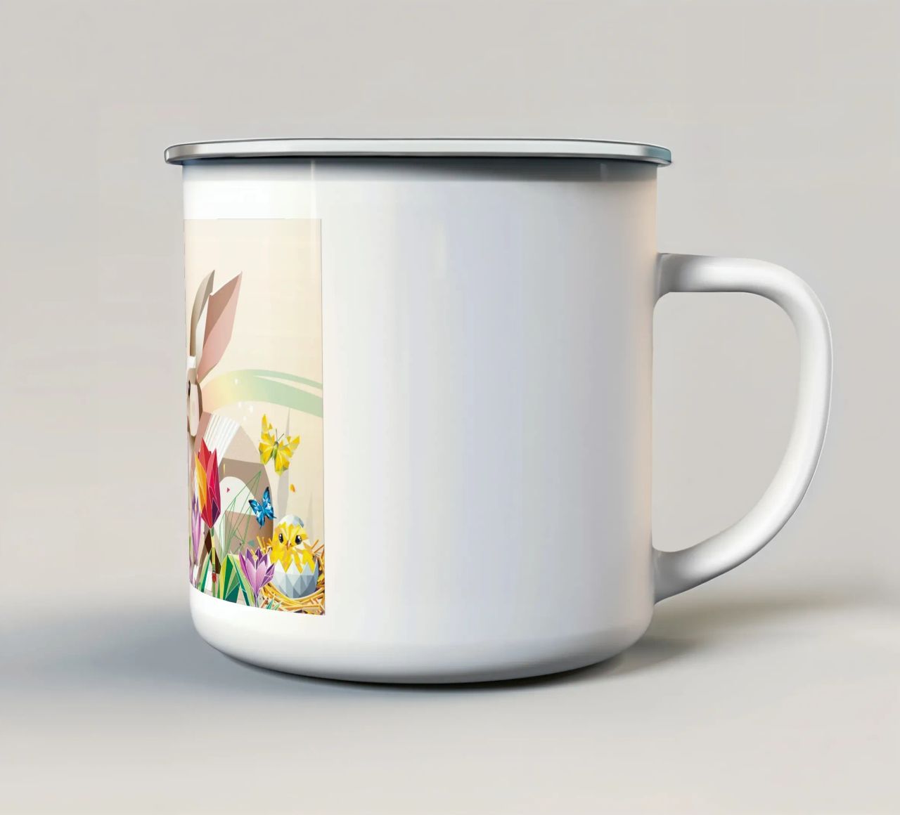 Deux lapins de Pâques dans une mer de fleurs mug en émail de namosh