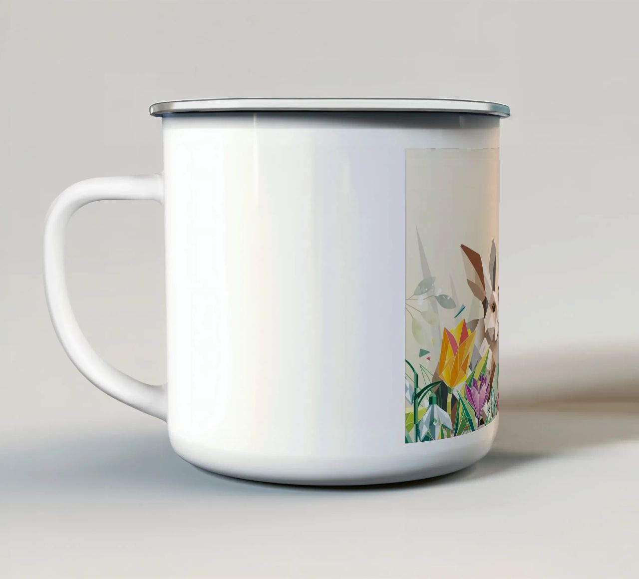 Deux lapins de Pâques dans une mer de fleurs mug en émail de namosh
