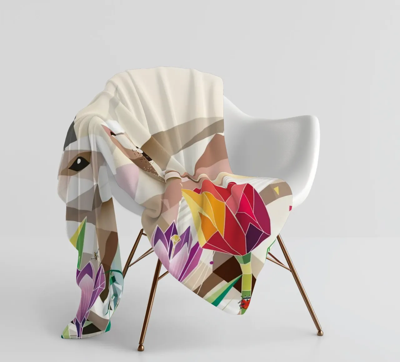 Due coniglietti di Pasqua in un mare di fiori coperta in pile da namosh