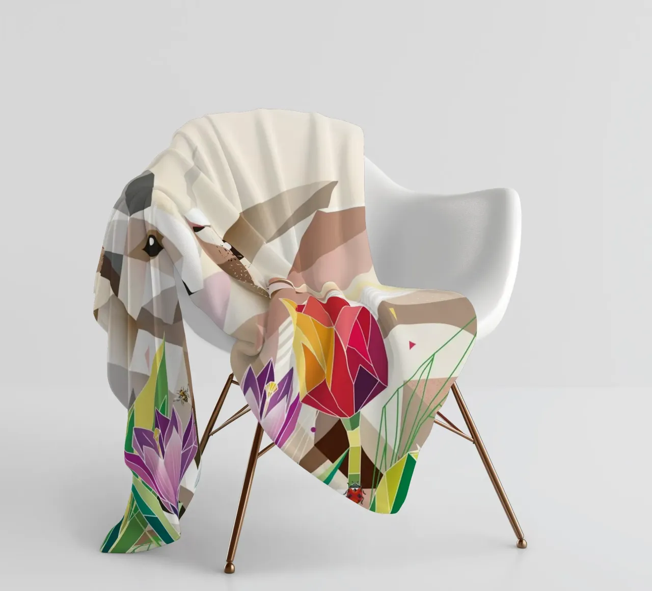 Due coniglietti di Pasqua in un mare di fiori coperta in pile da namosh