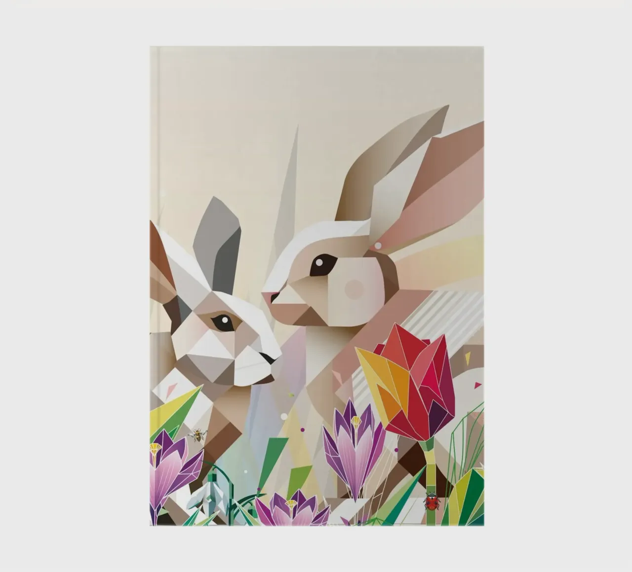 Dos conejos de Pascua en un mar de flores cuaderno de namosh