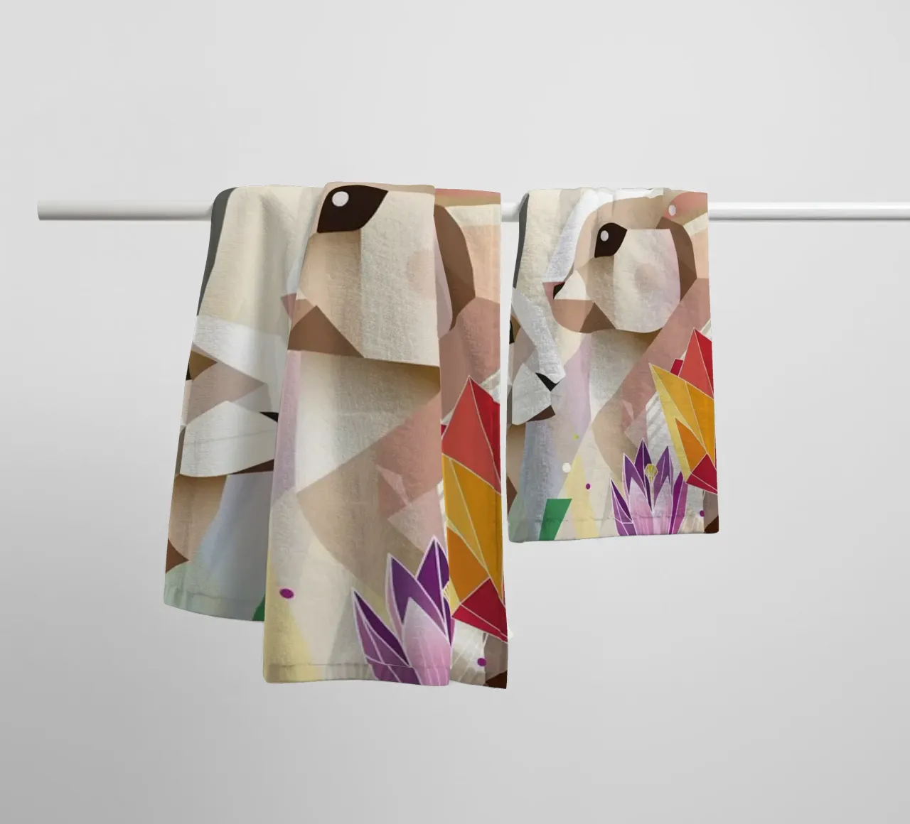 Due coniglietti di Pasqua in un mare di fiori asciugamano da bagno da namosh