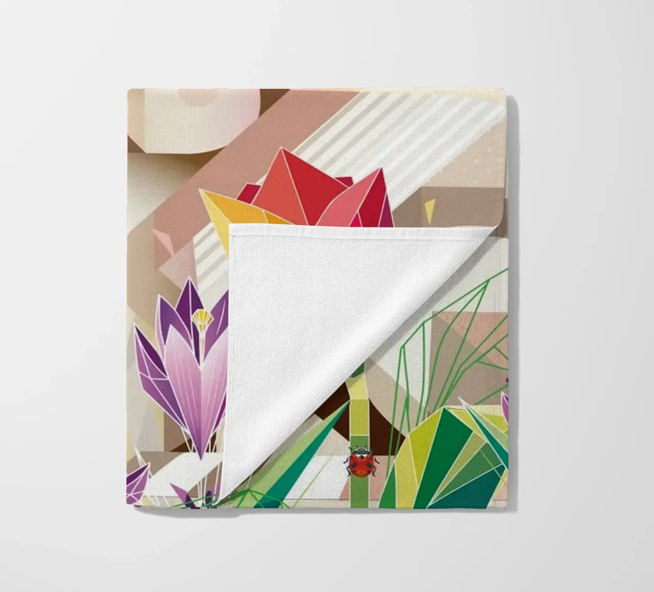 Due coniglietti di Pasqua in un mare di fiori telo mare da namosh