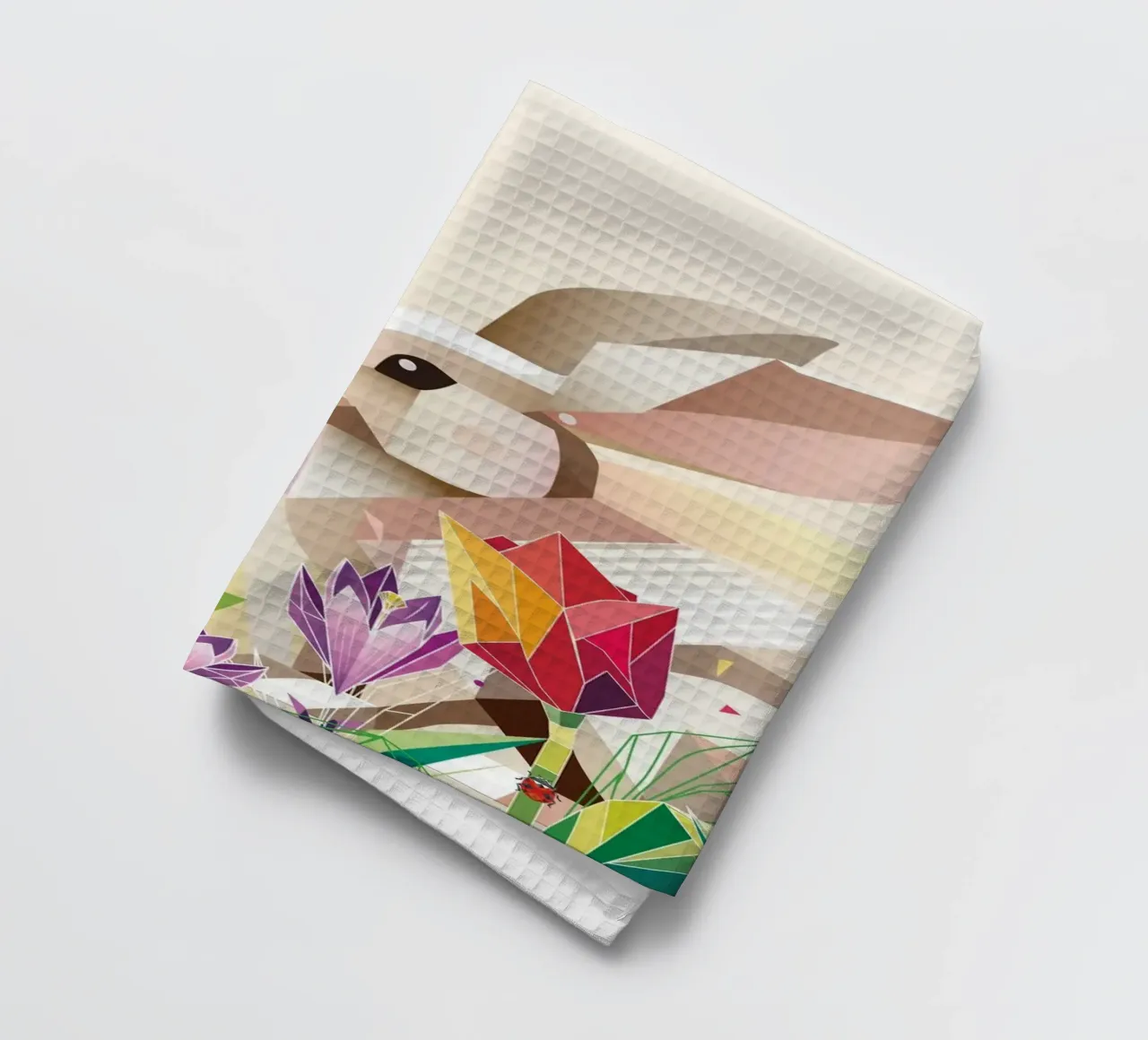 Due coniglietti di Pasqua in un mare di fiori canovaccio da cucina da namosh