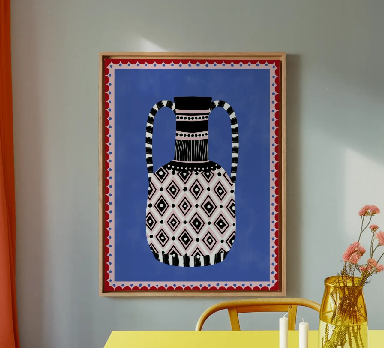 Geometric Patterns and Bold Colors canvas with Floater frame by Pictufy Sun & Spirit