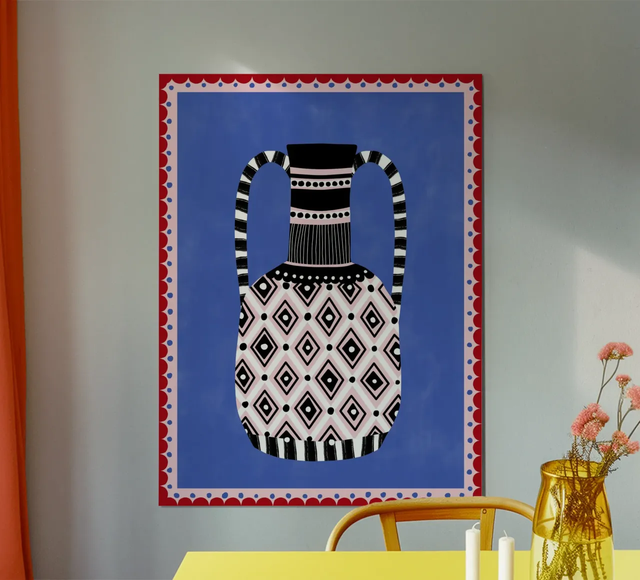 Motivi geometrici e colori vivaci poster con telaio in plastica da Pictufy Sun & Spirit