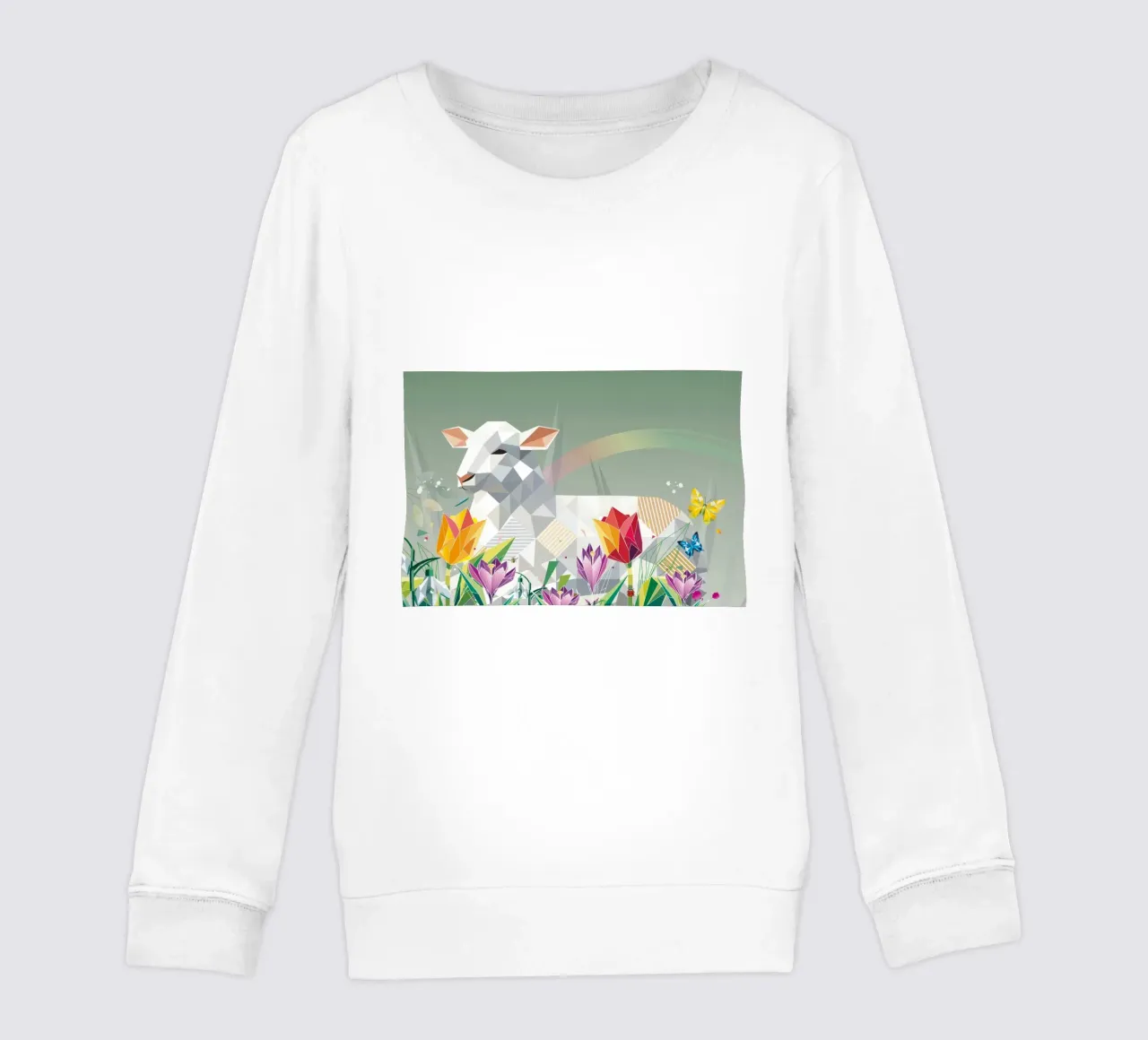 Agnello di primavera con fiori e farfalle felpa bambino da namosh