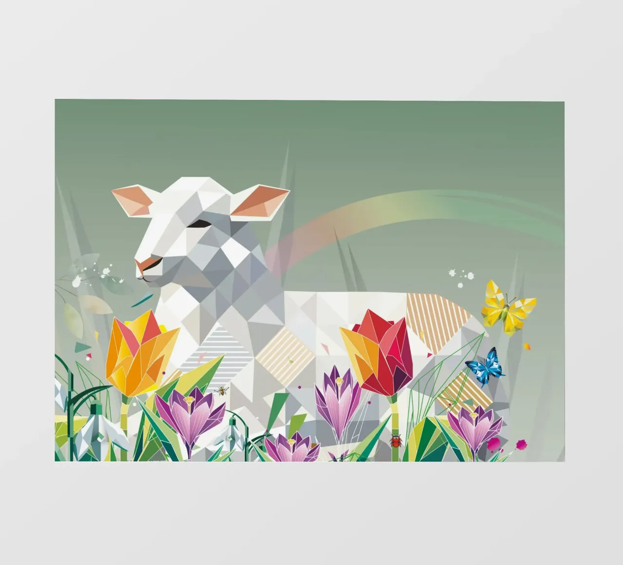 Agnello di primavera con fiori e farfalle pellicola backlit da namosh