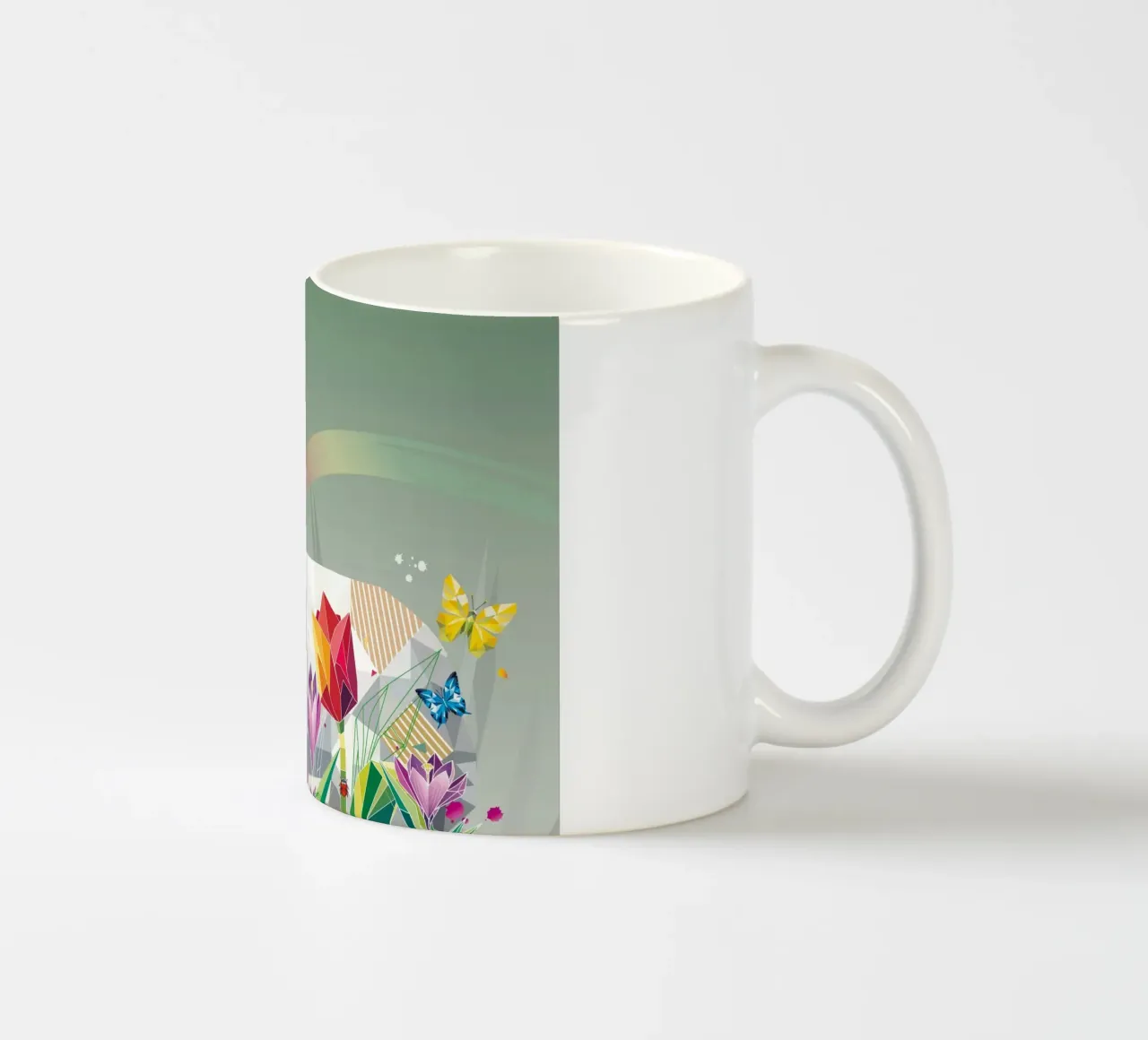 Agnello di primavera con fiori e farfalle tazza in ceramica da namosh