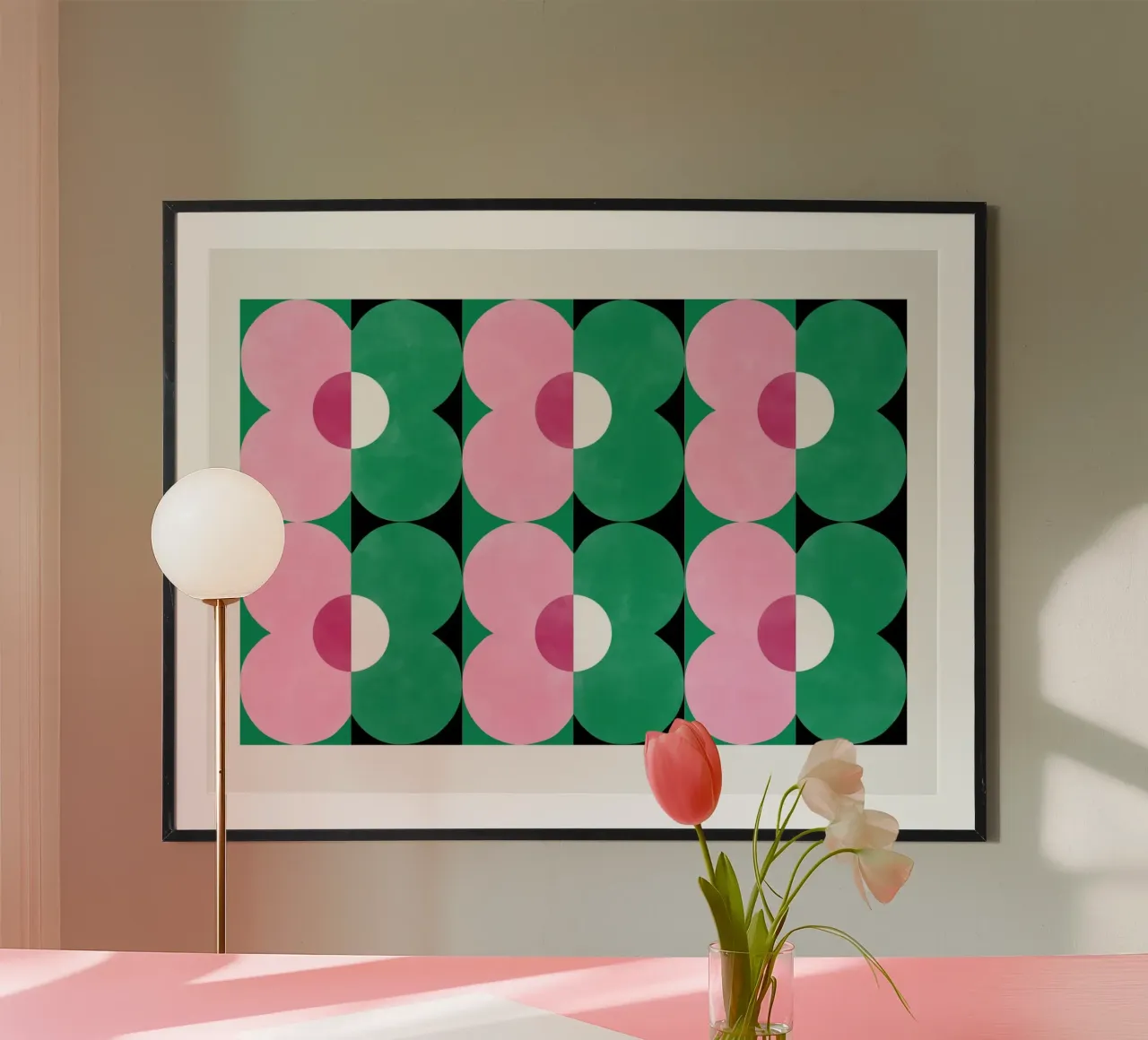 Forme geometriche floreali poster con telaio in legno da Pictufy Sun & Spirit