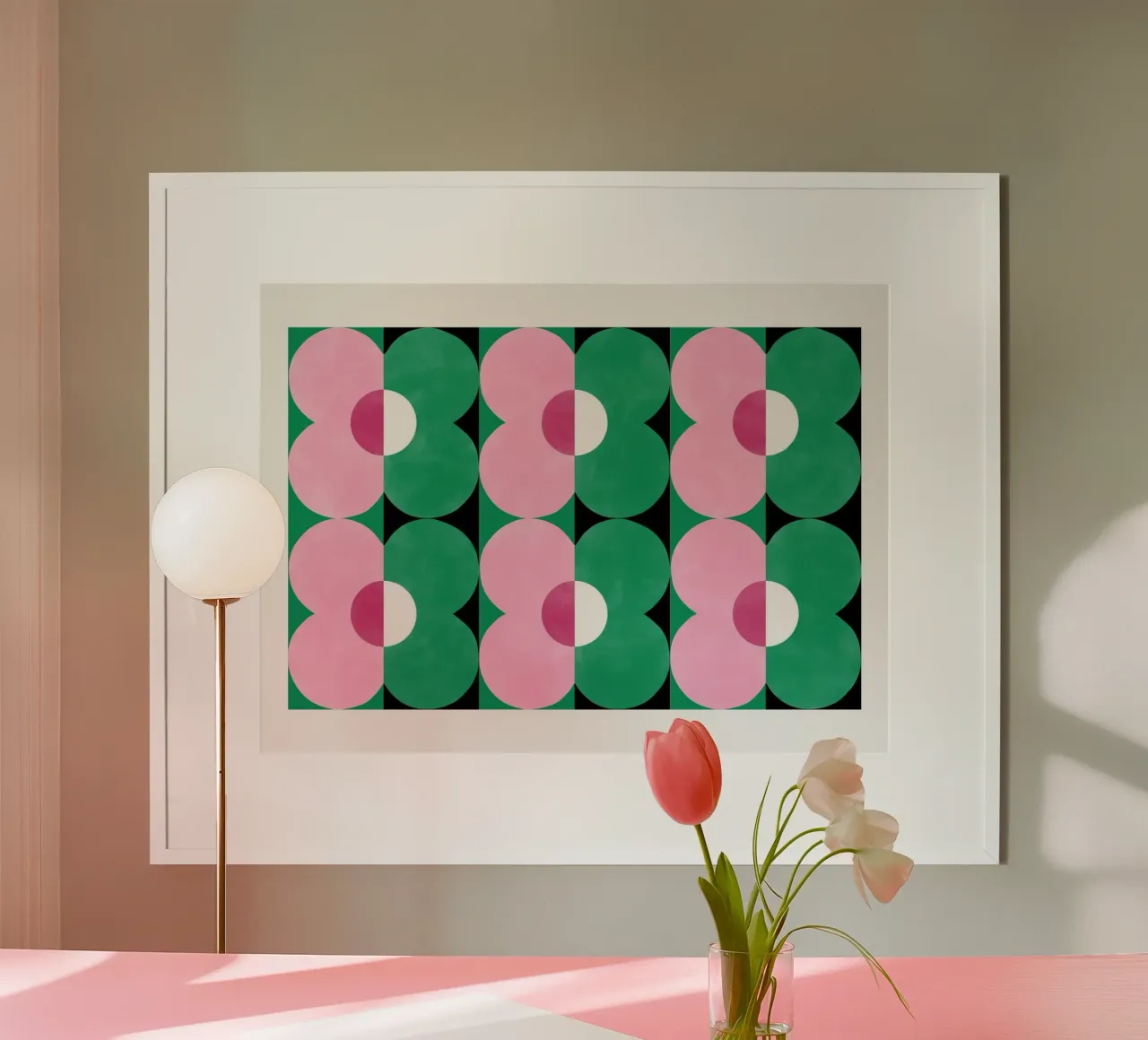 Forme geometriche floreali poster con telaio in legno da Pictufy Sun & Spirit