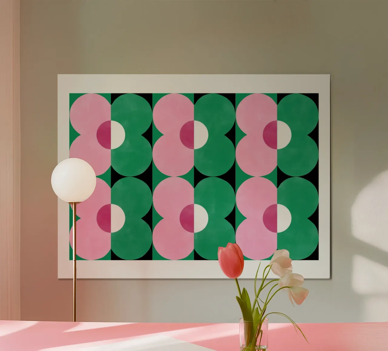 Forme geometriche floreali poster con telaio in legno da Pictufy Sun & Spirit