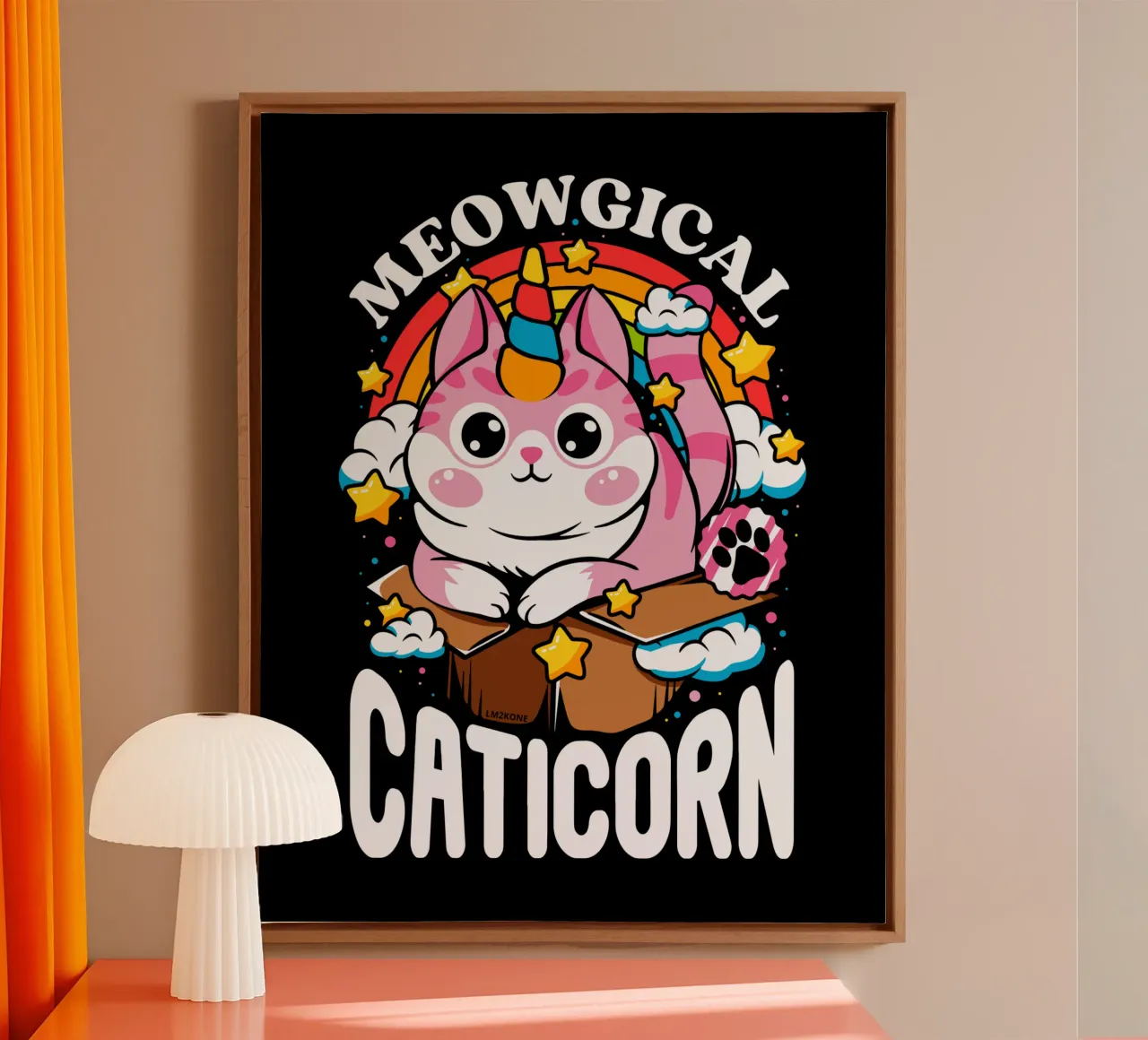 Meowgical Caticorn tela con Cornice a cassetta da LM2KONE