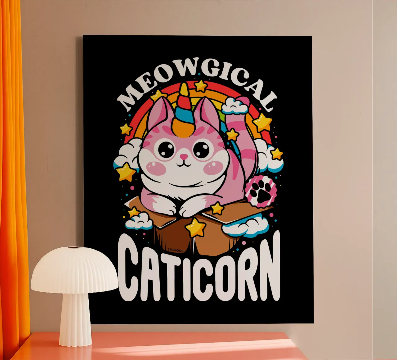 Meowgical Caticorn tela con Cornice a cassetta da LM2KONE