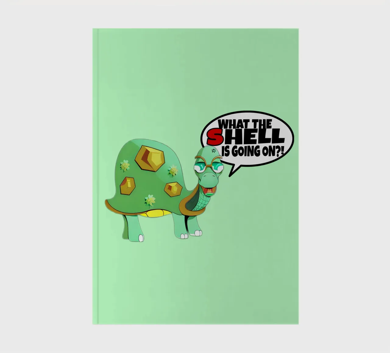Funny Cartoon Turtle What the Shell Wordplay notebook by sillyindustries