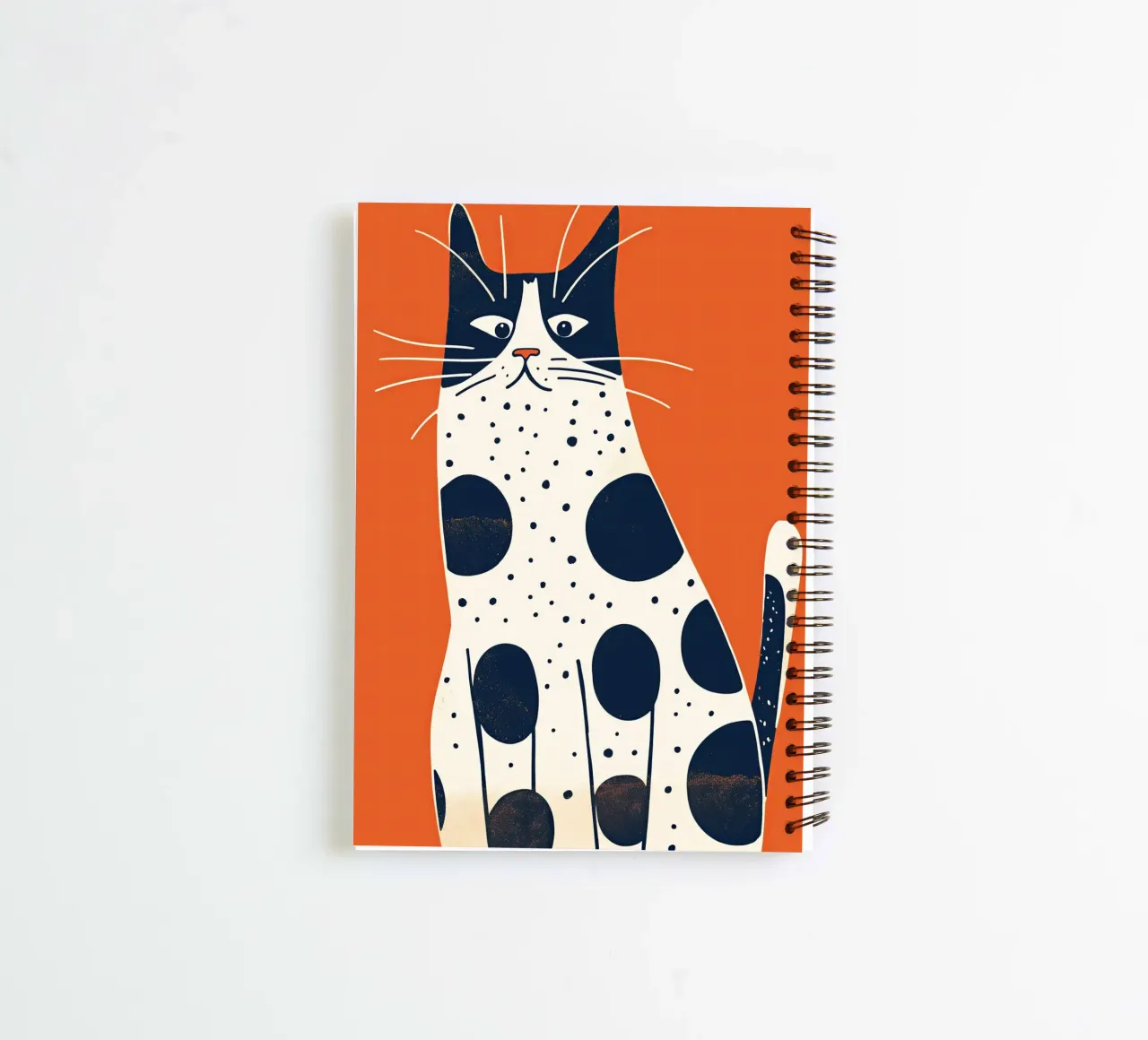 Funny leopard cat on red spiral notebook by Autofocus
