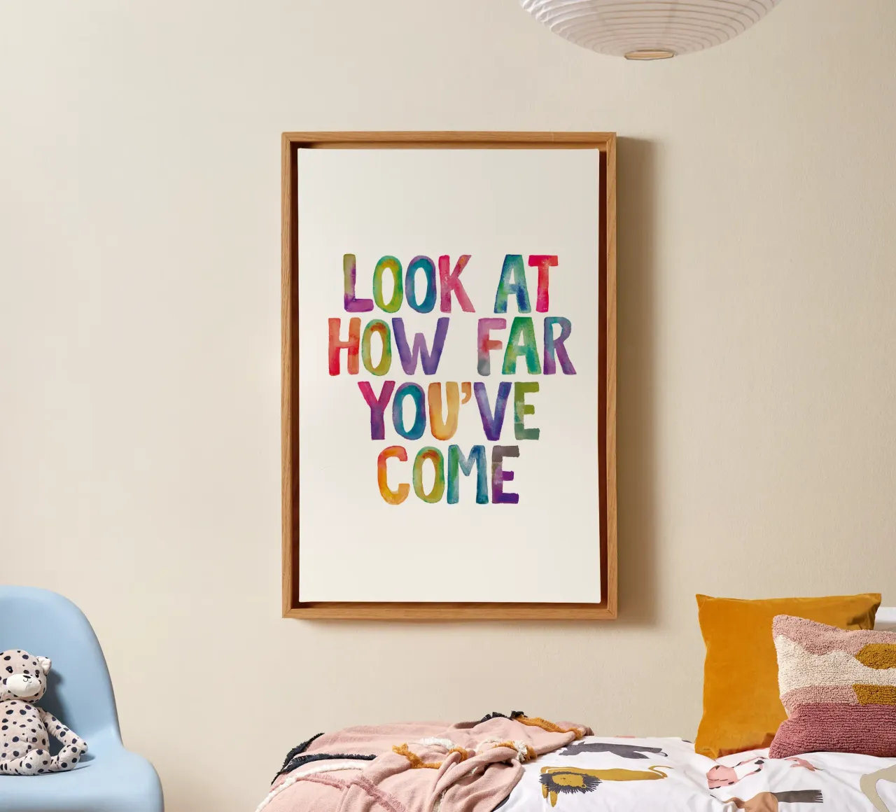 Look At How Far You've Come Positive Encouraging Typography canvas with Floater frame by THE MOTIVATED TYPE