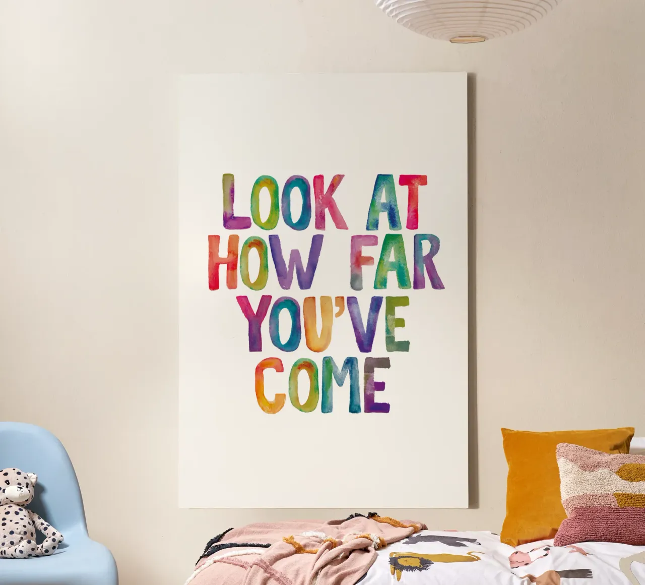 Look At How Far You've Come Positive Encouraging Typography canvas with Floater frame by THE MOTIVATED TYPE