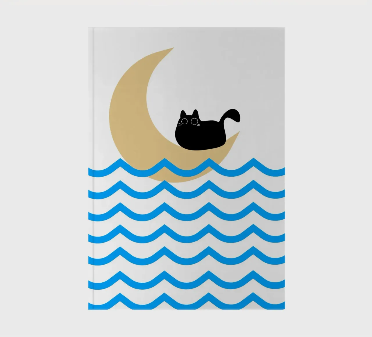 Black cat in atop a moon notebook by LisaArtes