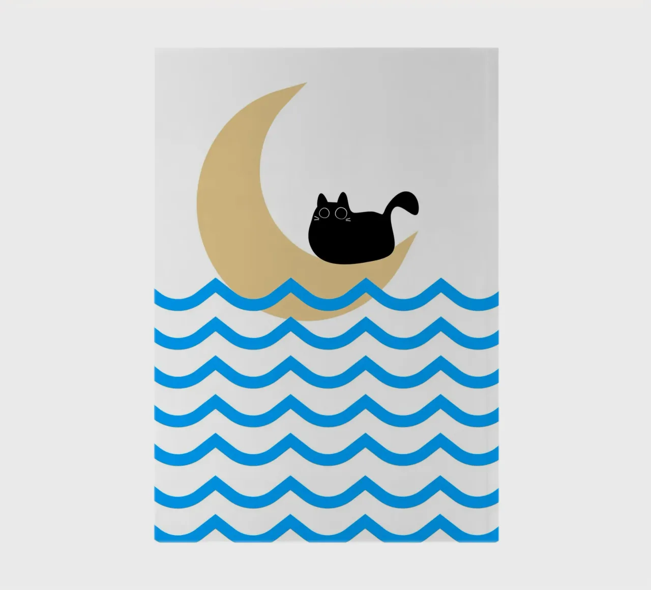 Black cat in atop a moon notebook by LisaArtes