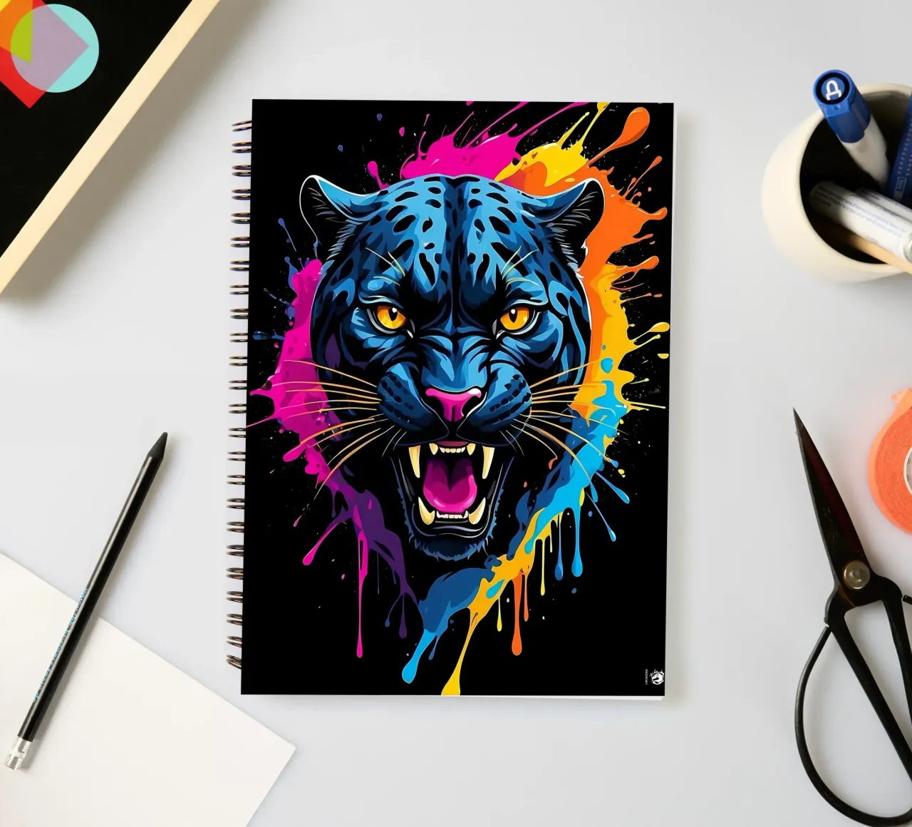 Kleurrijke zwarte panter notitieboek met spiraal van LM2KONE