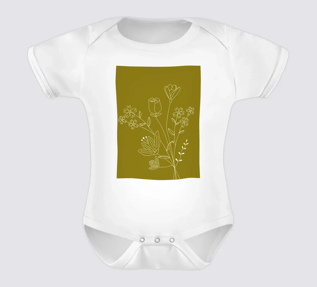 Flowers and leaves in line body neonato maniche corte da LisaArtes