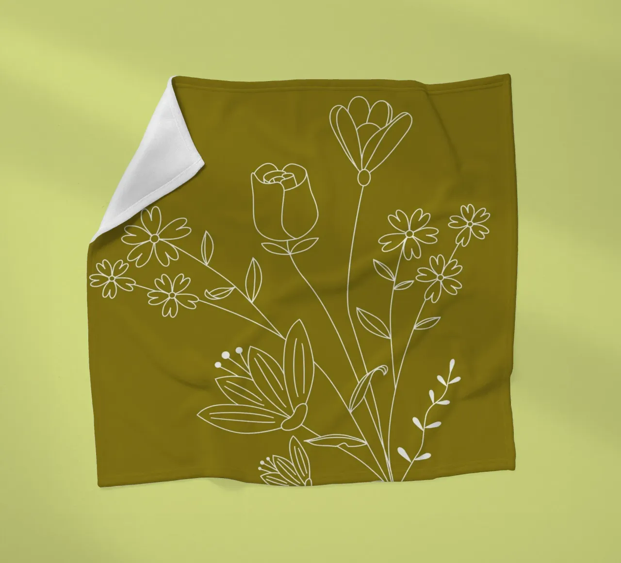 Flowers and leaves in line fleece blanket by LisaArtes