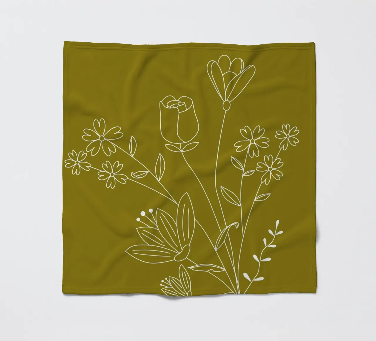Flowers and leaves in line fleece blanket by LisaArtes