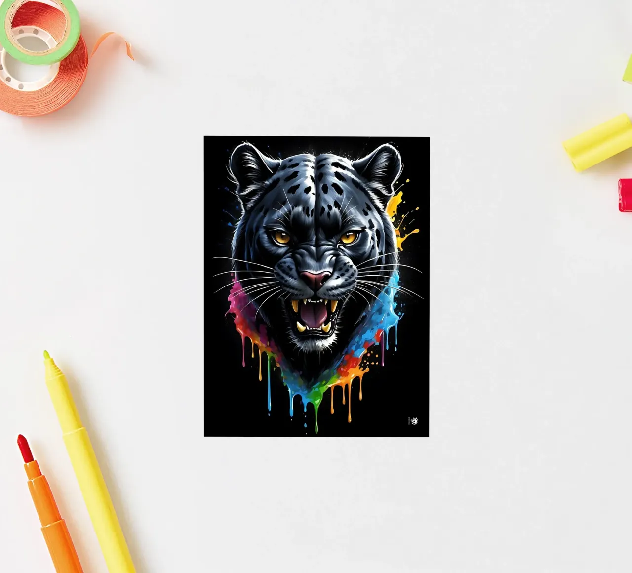 Zwarte Panter Kleurrijk sticker van LM2KONE