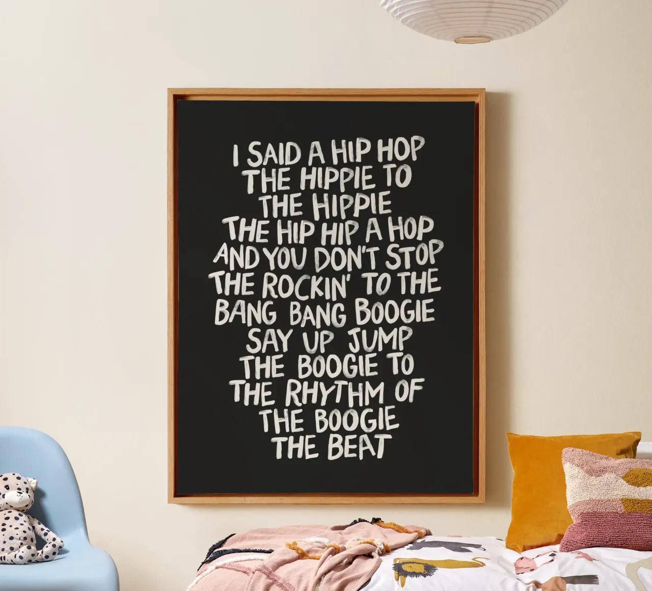 I Said a Hip Hop De Hippie Rap Songteksten Retro Stedelijk Kunstwerk canvas met Baklijst van THE MOTIVATED TYPE