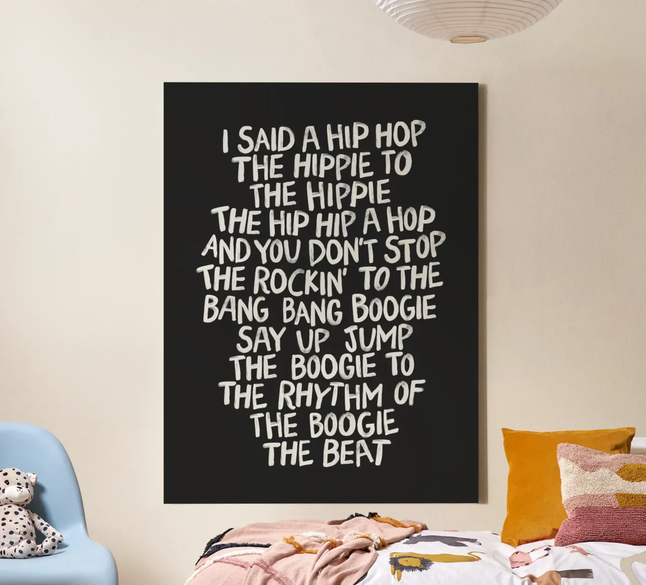 I Said a Hip Hop De Hippie Rap Songteksten Retro Stedelijk Kunstwerk canvas met Baklijst van THE MOTIVATED TYPE
