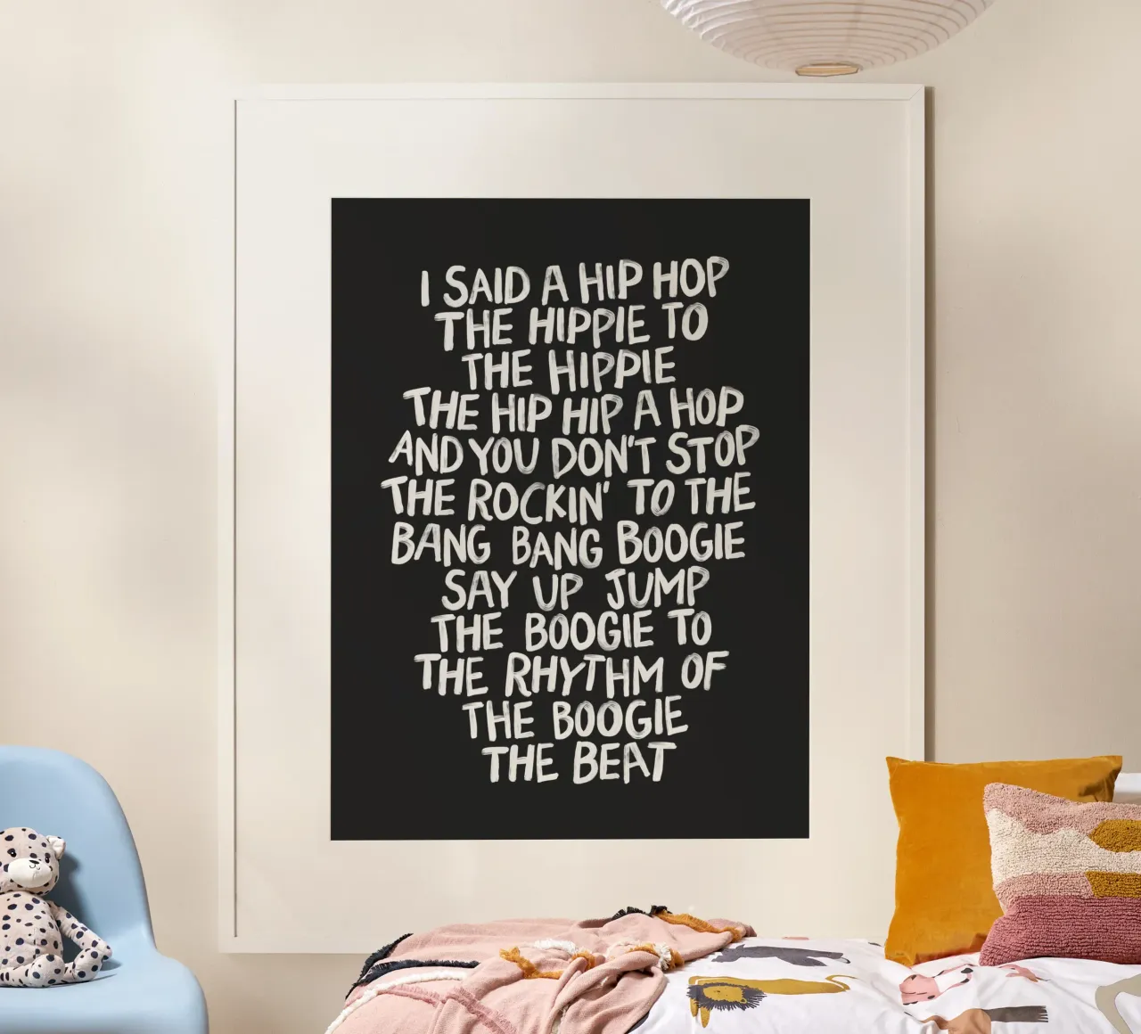 I Said a Hip Hop De Hippie Rap Songteksten Retro Stedelijk Kunstwerk poster met kunststof frame van THE MOTIVATED TYPE