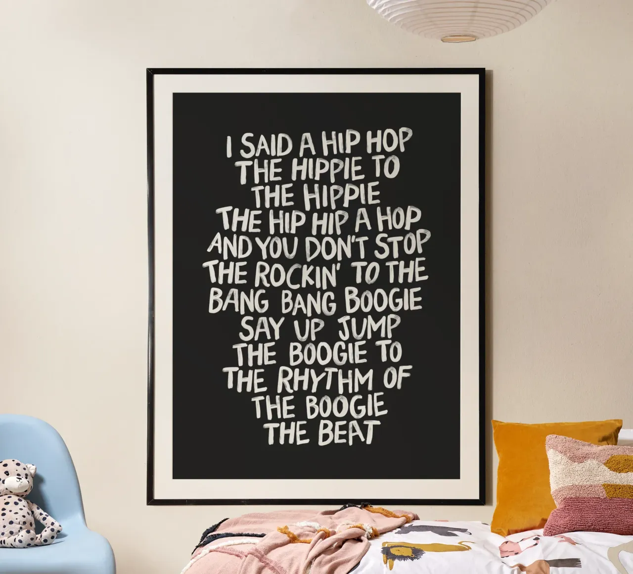 I Said a Hip Hop De Hippie Rap Songteksten Retro Stedelijk Kunstwerk poster met kunststof frame van THE MOTIVATED TYPE