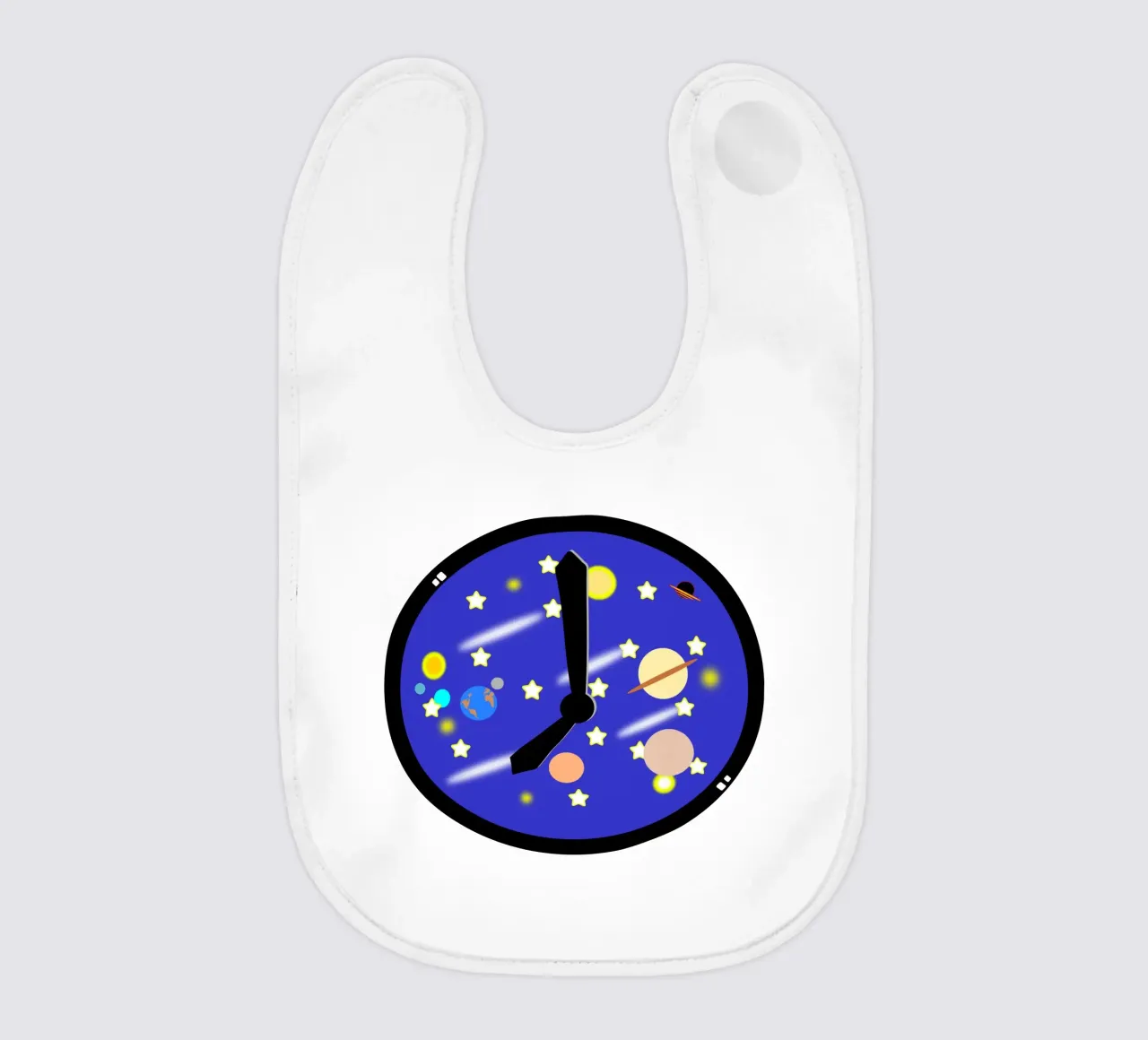 Spacetime Universe and Galaxy Surreal Clock baby bib by sillyindustries