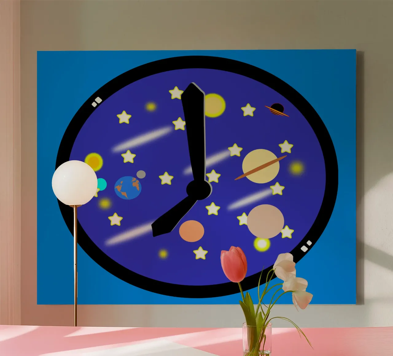 Spacetime Universe and Galaxy Surreal Clock canvas by sillyindustries