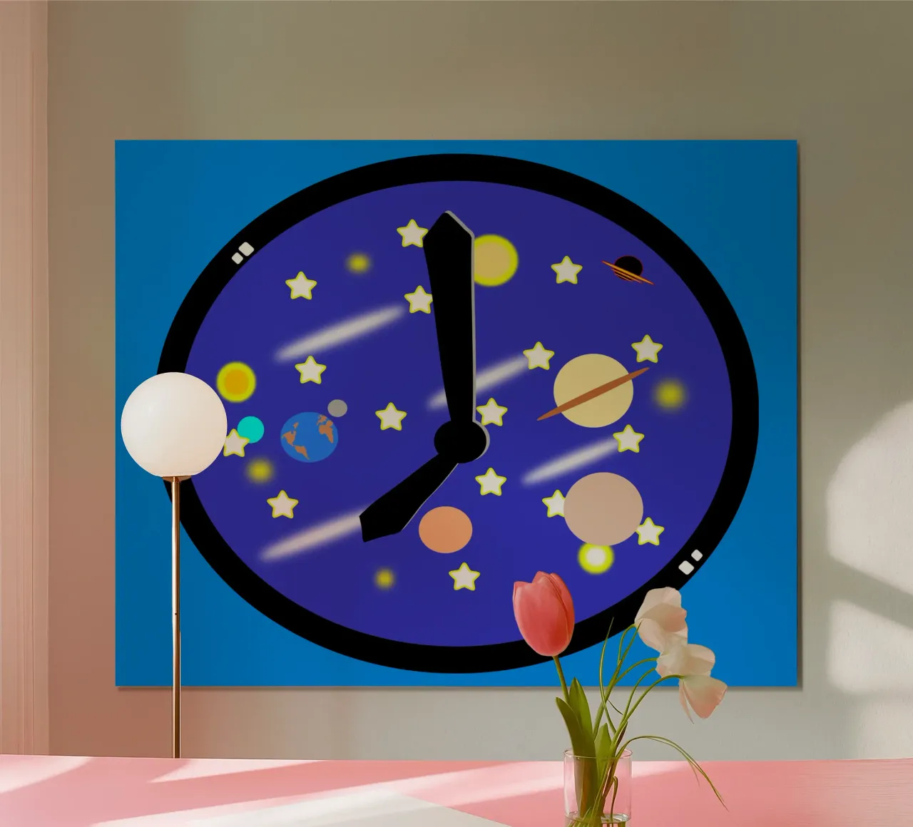 Spacetime Universe and Galaxy Surreal Clock hahnemühle by sillyindustries