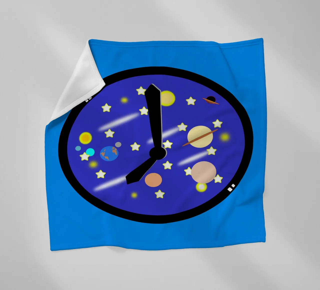 Spacetime Universe and Galaxy Surreal Clock fleece blanket by sillyindustries