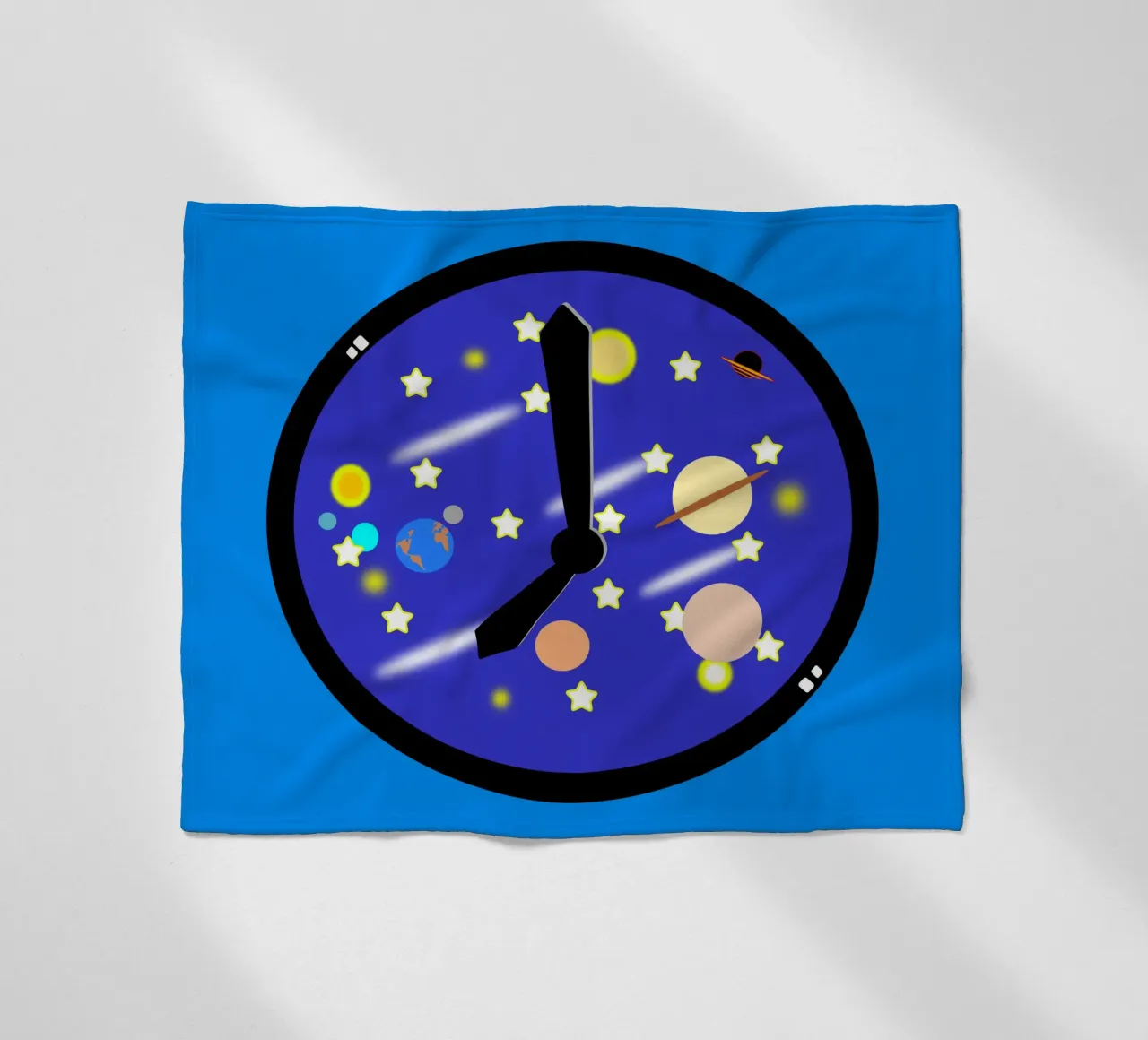 Spacetime Universe and Galaxy Surreal Clock fleece blanket by sillyindustries