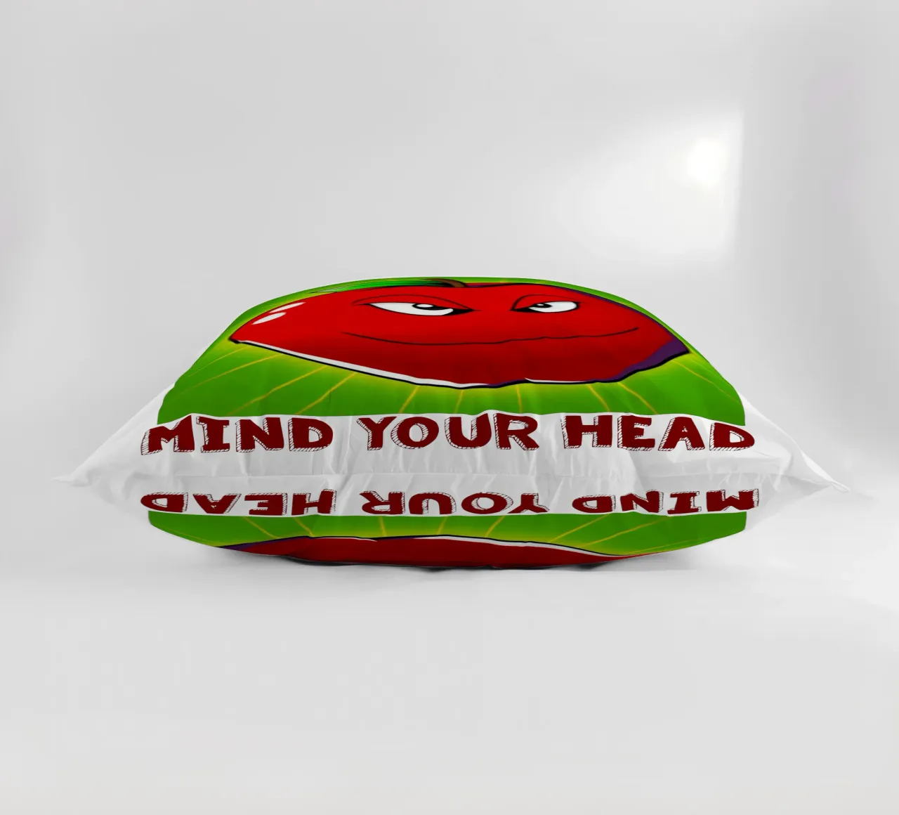 Funny Apple Cartoon Science Physics and Gravity Design decorative cushion by sillyindustries