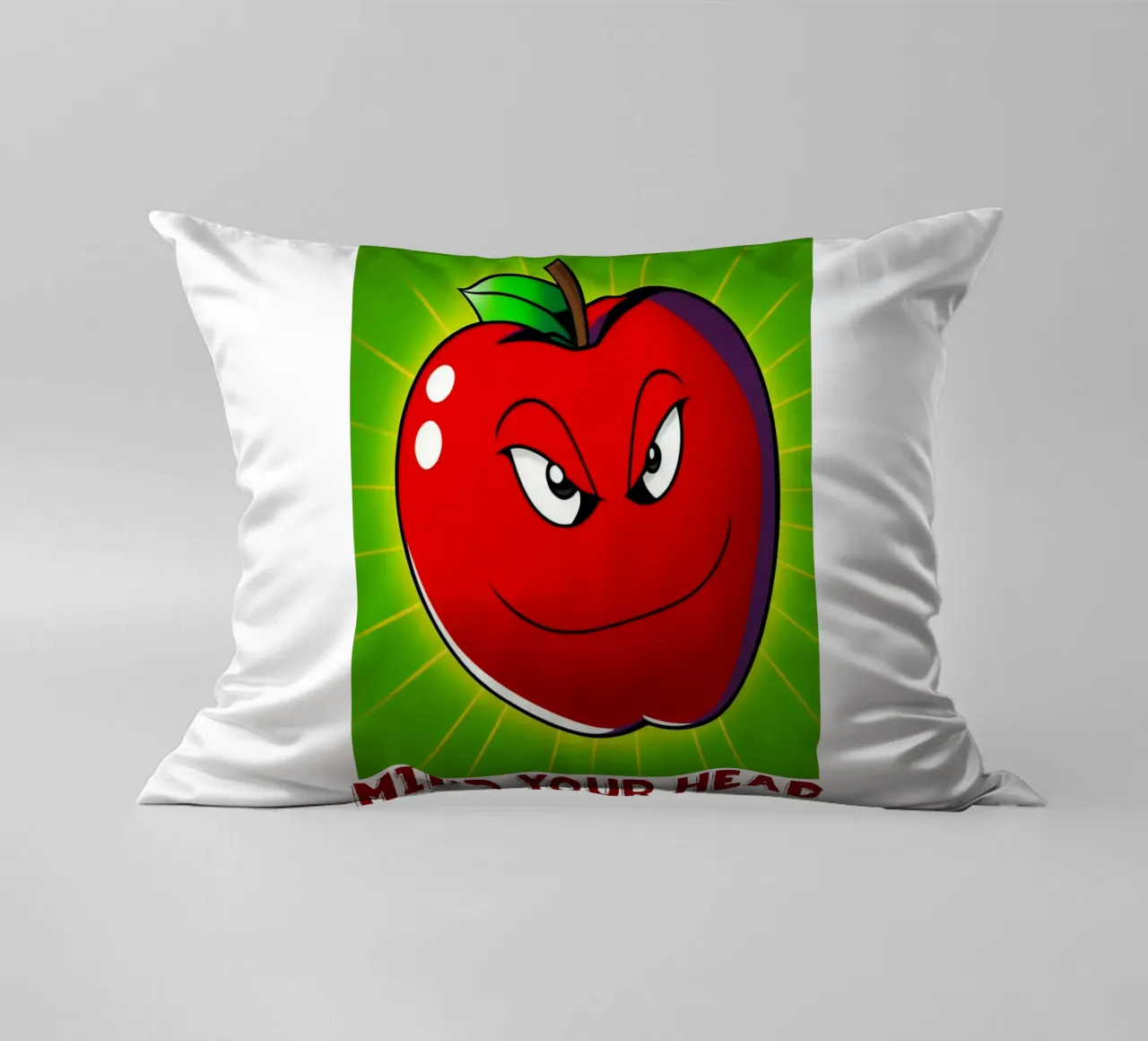 Funny Apple Cartoon Science Physics and Gravity Design decorative cushion by sillyindustries