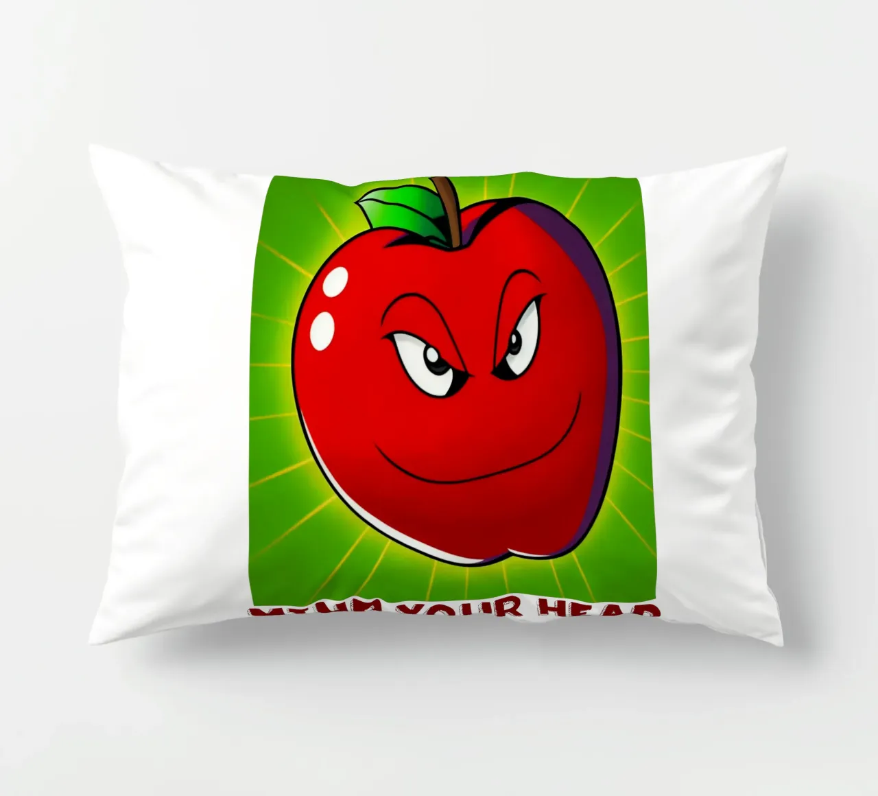 Funny Apple Cartoon Science Physics and Gravity Design decorative cushion by sillyindustries