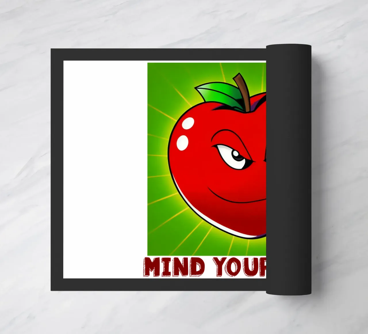 Funny Apple Cartoon Science Physics and Gravity Design doormat by sillyindustries