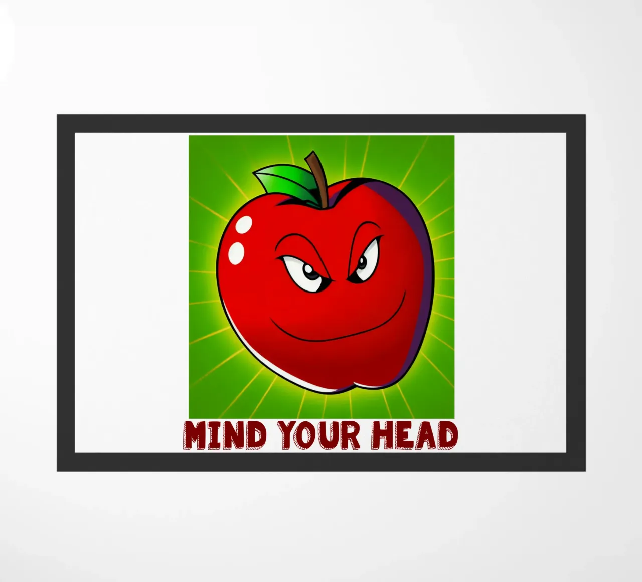 Funny Apple Cartoon Science Physics and Gravity Design doormat by sillyindustries