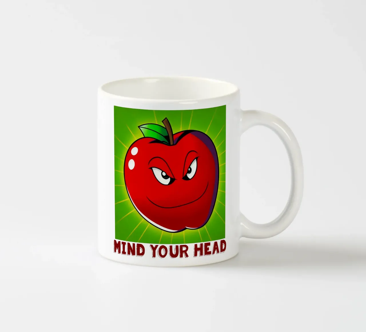 Funny Apple Cartoon Science Physics and Gravity Design ceramic mug by sillyindustries