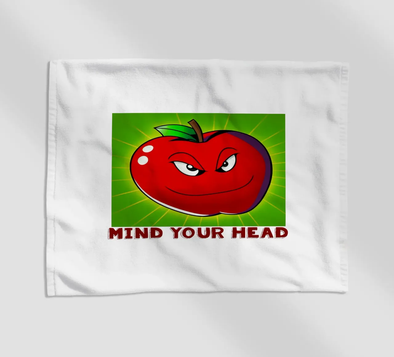 Funny Apple Cartoon Science Physics and Gravity Design beach towel by sillyindustries