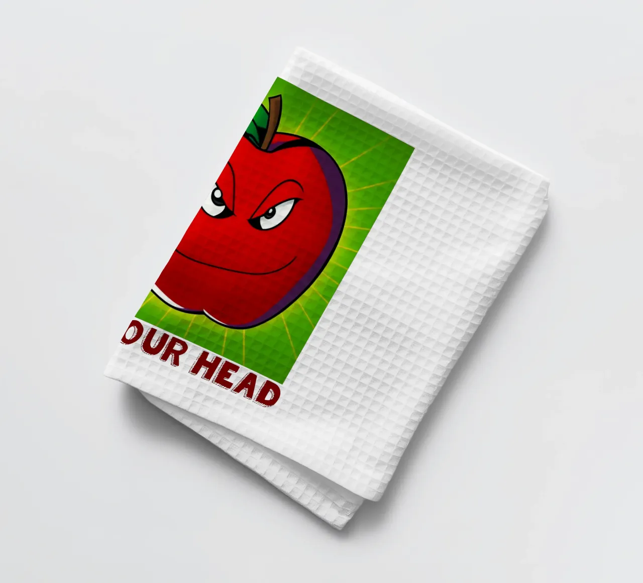 Funny Apple Cartoon Science Physics and Gravity Design tea towel by sillyindustries