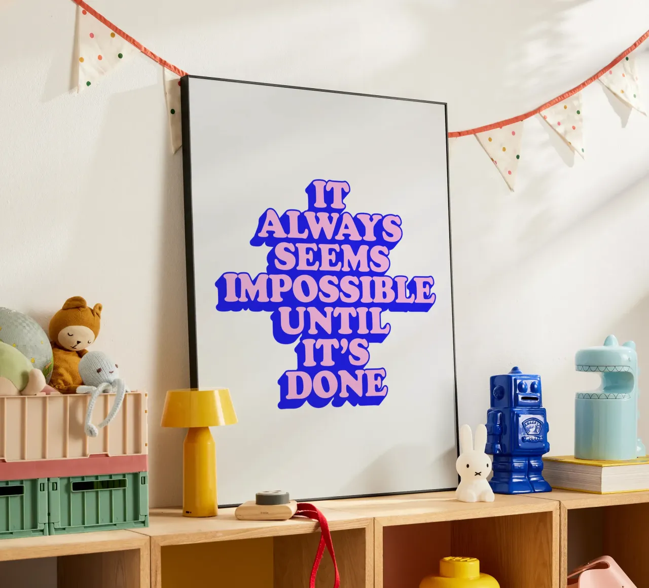 It Always Seems Impossible Until Its Done Typography alu-dibond by THE MOTIVATED TYPE