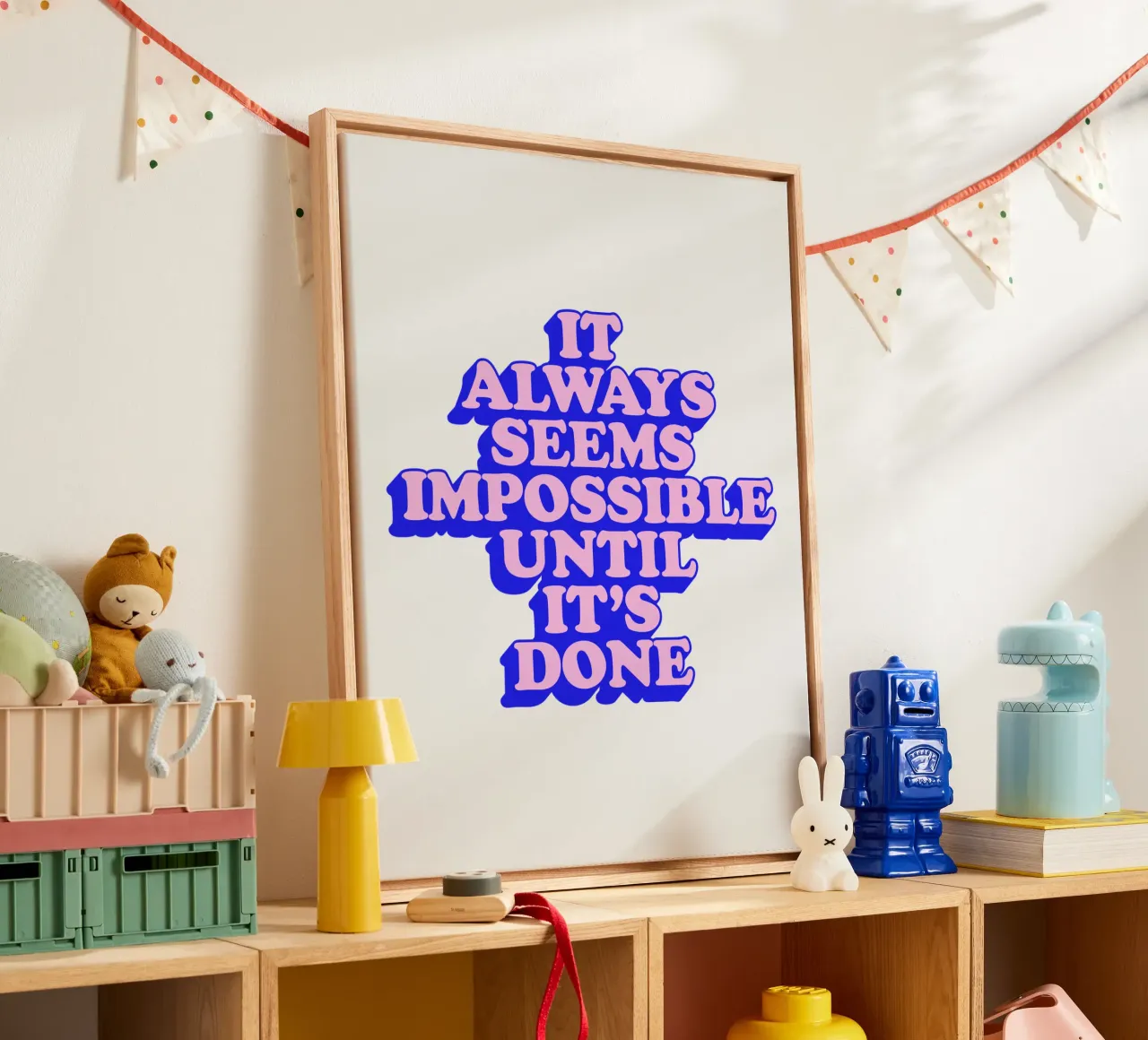 It Always Seems Impossible Until Its Done Typography canvas by THE MOTIVATED TYPE