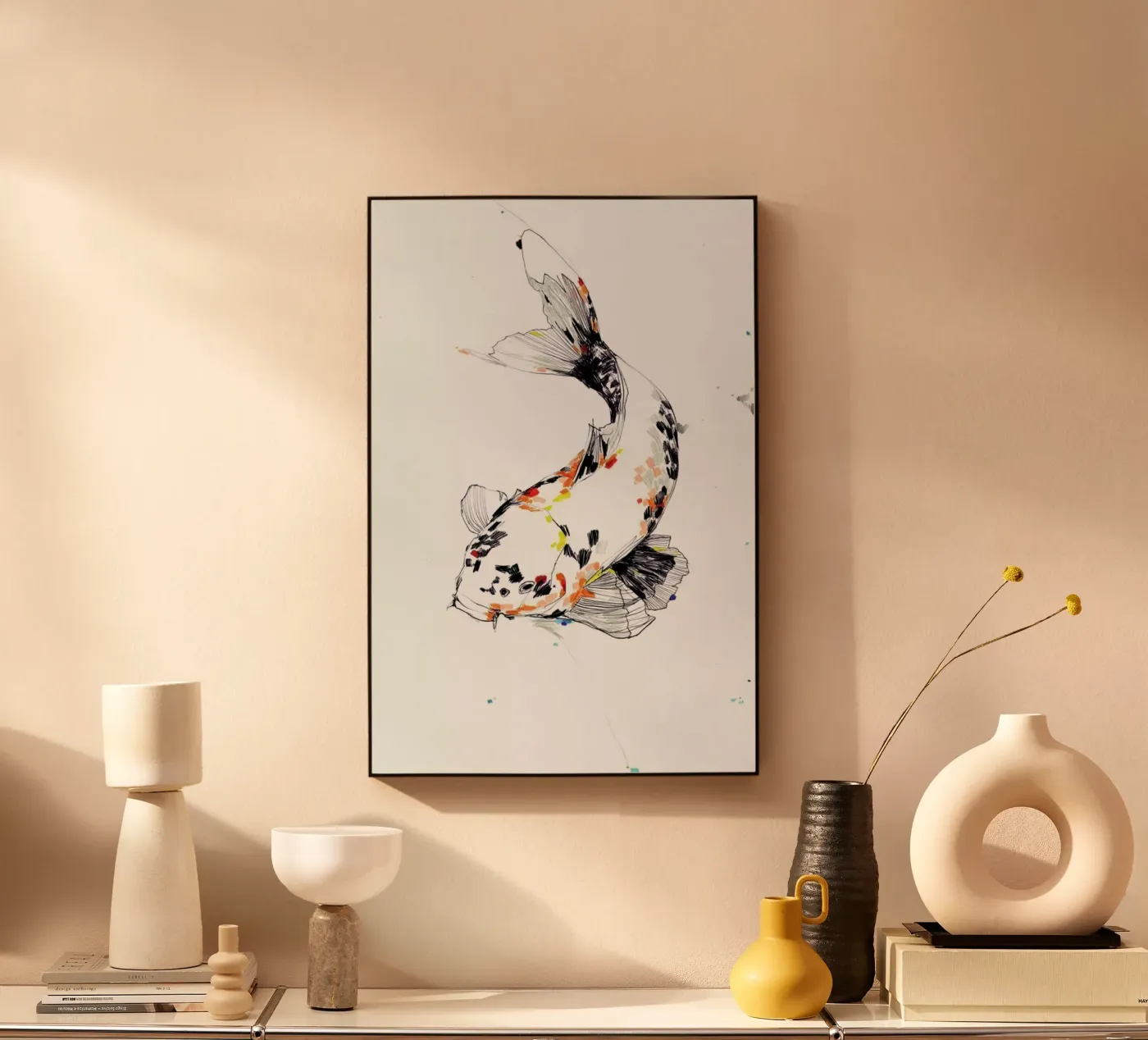 Koi acrylic glass by Mala Alani